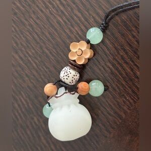 Elegant Jade and Wood Bag or Phone Charm Lanyard